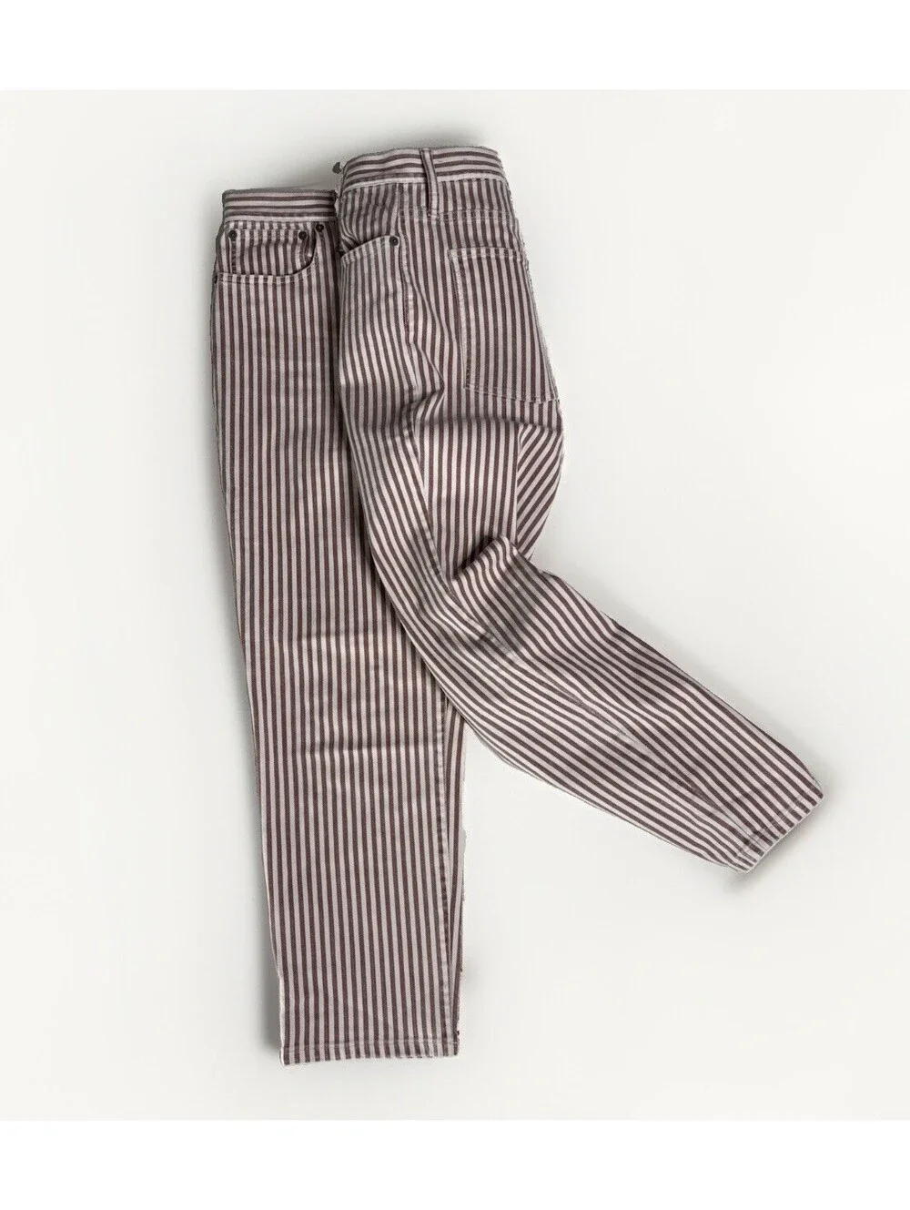 Madewell The High-Rise Slim Crop Boyjean Luca Stripe Jeans -